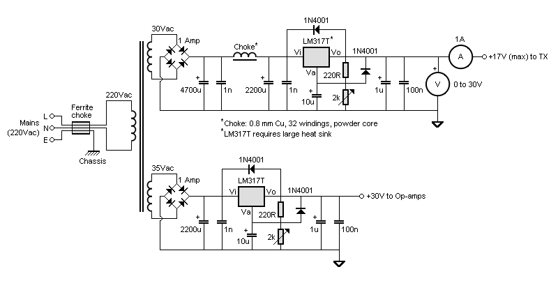FM jammer: power supply schematic