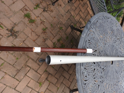 11 m Band Cobwebb antenna centred at 27.500 MHz: Intermediate mast wrapped in duct tape to fit tightly inside main mast