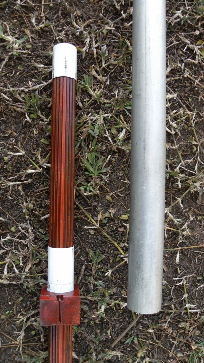 11 m Band Super J-Pole antenna centred at 27.500 MHz: Wood mast antenna tube mounting